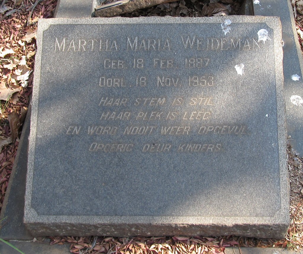 WEIDEMAN Martha Maria 1887-1953