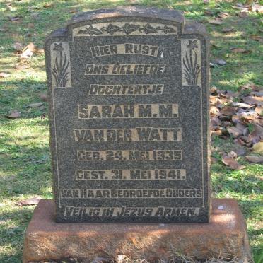 WATT Sarah M.M., van der 1935-1941