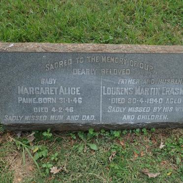 ERASMUS Lourens Martin -1940 :: ERASMUS Margaret Alice 1946-1946