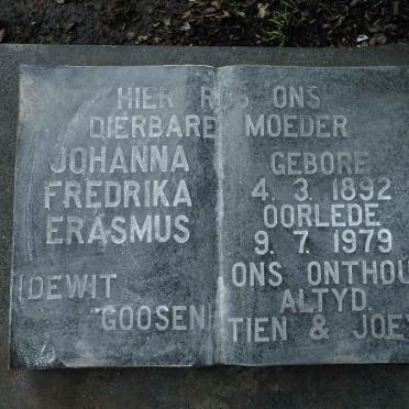 ERASMUS Johanna Fredrika, DE WIT GOOSEN 1892-1979