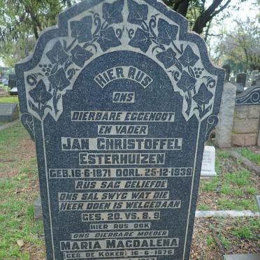 ESTERHUIZEN Jan Christoffel 1871-1939 &amp; Maria Magdalena DE KOKER 1876-1957