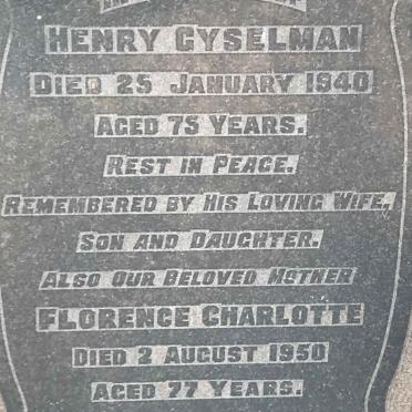 GYSELMAN Henry -1940 &amp; Florence Charlotte -1950