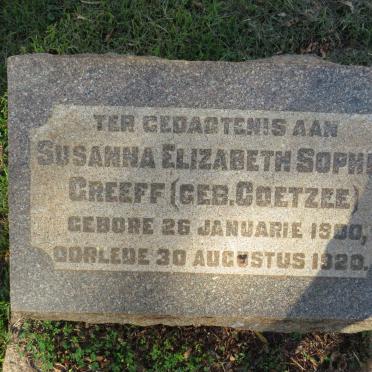 GREEFF Susanna Elizabeth Sophia nee COETZEE 1900-1920