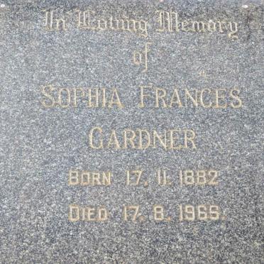GARDNER Sophia Frances 1882-1966