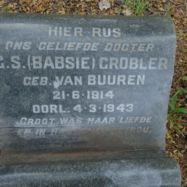 GROBLER G.S. nee VAN BUUREN 1914-1943