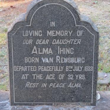 IHING Alma nee VAN RENSBURG -1933