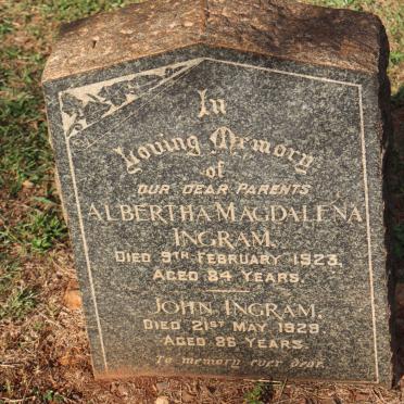 INGRAM John -1929 &amp; Albertha Magdalena -1923