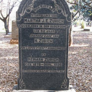 ZURICH Herman 1878-1936 &amp; Martha J.E.
