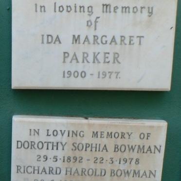 PARKER Ida Margaret 1900-1977 :: BOWMAN Richard Harold 1887-1980 &amp; Dorothy Sophia 1892-1978