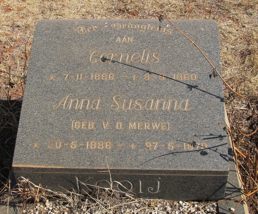 KOOIJ Cornelis 1888-1960 & Anna Susanna V.D. MERWE 1886-1970