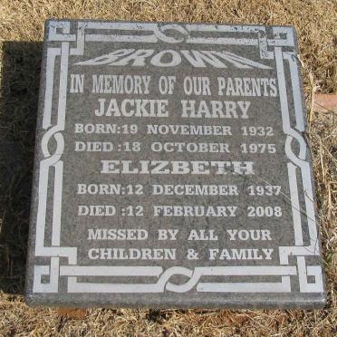 BROWN Jackie Harry 1932-1975 &amp; Elizbeth 1937-2008