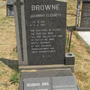 BROWNE Johannah Elizabeth 1914-1987 :: BROWNE Desmond John 1935-1999