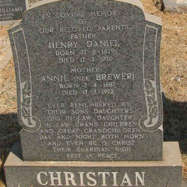 CHRISTIAN Henry Daniel 1879-1970 &amp; Annie BREWER 1887-1972