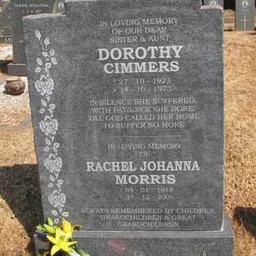 CIMMERS Dorothy 1923-1973 :: MORRIS Rachel Johanna 1918-2006