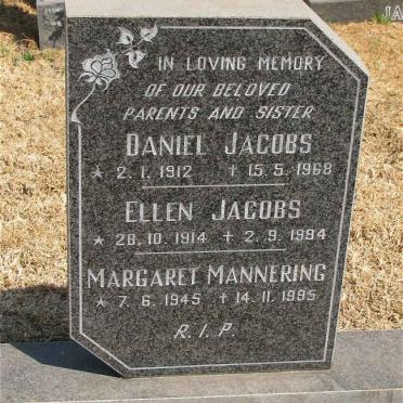 JACOBS Daniel 1912-1968 &amp; Ellen 1914-1994 :: MANNERING Margaret nee JACOBS 1945-1995