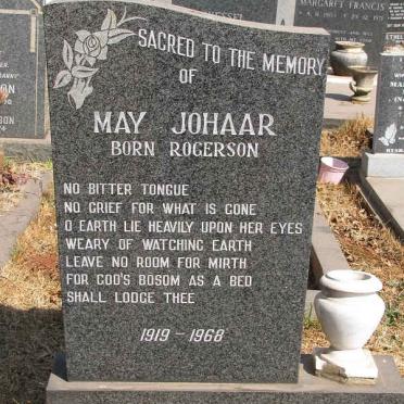 JOHAAR May nee ROGERSON 1919-1968