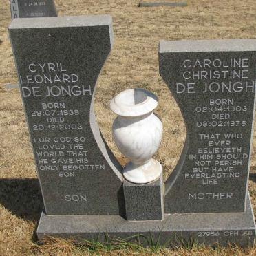 JONGH Cyril Leonard, de 1939-2003 :: DE JONGH Caroline Christine 1903-1975