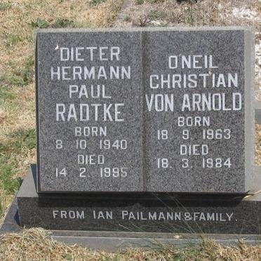RADTKE Dieter Hermann Paul 1940-1995 :: VON ARNOLD O'Neil Christian 1963-1984