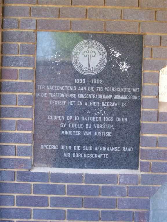 05. Memorial to those victims who died in the Turffontein Concentration Camp, Johannesburg. Buried here