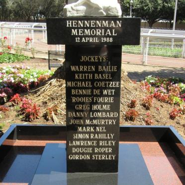 Gauteng, JOHANNESBURG, Turffontein, Turffontein Race Course, Hennenman Memorial