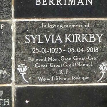 KIRKBY Sylvia 1923-2018