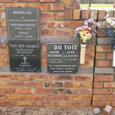 TOIT Charl Hendrik, du 1936-1999 &amp; Elsa Mostert 1939-