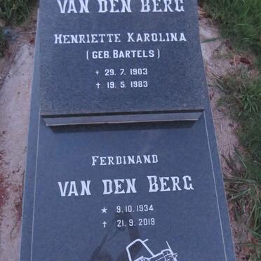 BERG Ferdinand, van den 1934-2019 & Henriette Karolina BARTELS 1903-1983