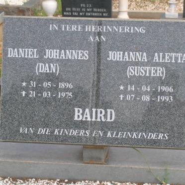 BAIRD Daniel Johannes 1896-1975 &amp; Johanna Aletta 1906-1993