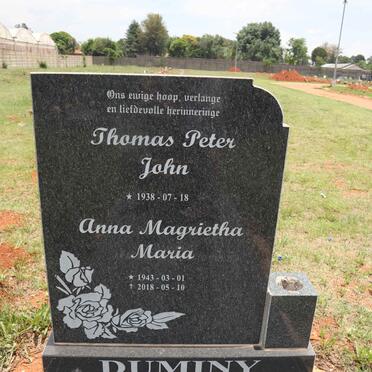 DUMINY Thomas Peter John 1938- & Anna Magrietha Maria 1943-2018