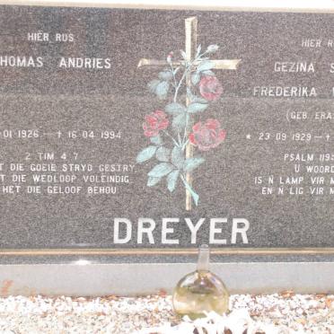 DREYER Thomas Andries 1926-1994 &amp; Gezina Susanna Frederika Wilhelmina ERASMUS 1929-2003