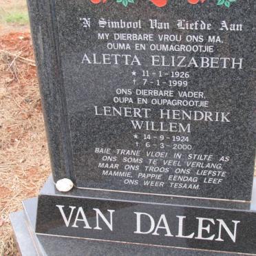 DALEN Lenert Hendrik Willem, van 1924-2000 &amp; Aletta Elizabeth 1926-1999