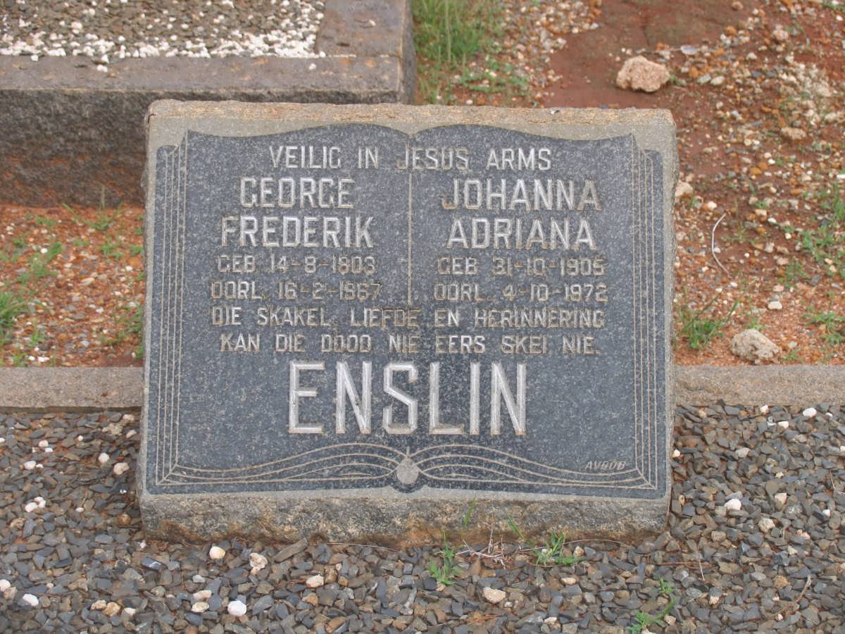 ENSLIN George Frederik 1903-1967 &amp; Johanna Adriana  1905-1972