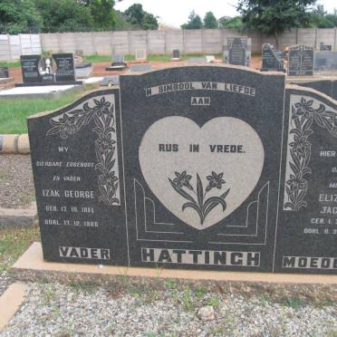 HATTINGH Izak George 1911-1966 &amp; Elizabeth Jacoba 1916-1990