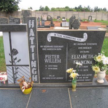 HATTINGH Pieter Willem 1922-2000 &amp; Elizabeth Francina 1926-1979