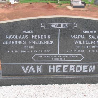 HEERDEN Nicolaas Hendrik Johannes Frederick, van 1904-1982 &amp; Maria Salome Wilhelmina HATTINGH 1909-1984