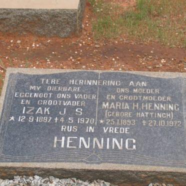 HENNING Izak J.S. 1887-1970 &amp; Maria H. HATTINGH 1893-1972