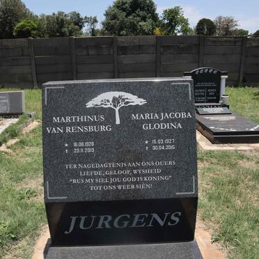 JURGENS Marthinus van Rensburg 1928-2013 & Maria Jacoba Glodina 1927-2015