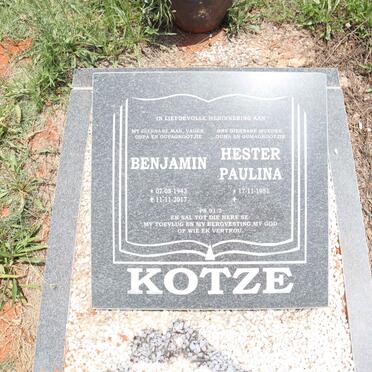KOTZE Benjamin 1943-2017 & Hester Paulina 1951- 