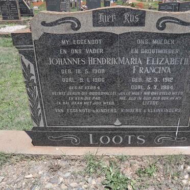 LOOTS Johannes Hendrik 1909-1966 & Maria Elizabeth Francina 1912-1994