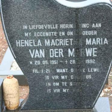 MERWE Helena Magrietha Maria, van der 1951-1992