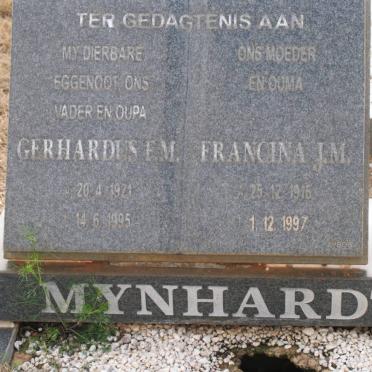 MYNHARDT Gerhardus F.M. 1921-1995 &amp; Francina J.M. 1916-1997
