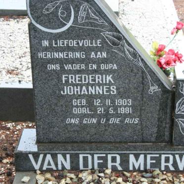 MERWE Frederik Johannes, van der 1903-1981