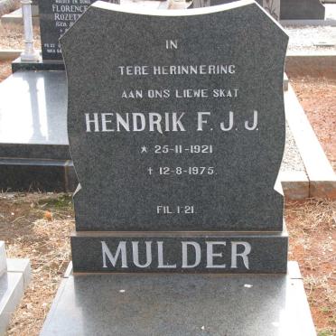 MULDER Hendrik Frederick Johannes Jacobus 1921-1975