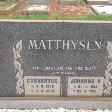 MATTHYSEN Gysbertus 1900-1966 &amp; Johanna B. 1905-1985