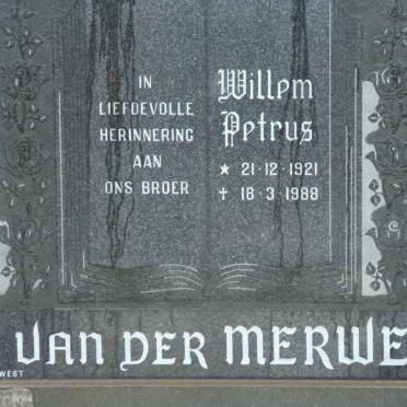 MERWE Willem Petrus, van der 1921-1988