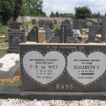 RASS C.R. de Wet 1921-1977 &amp; Elizabeth C. 1924-