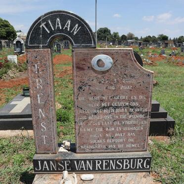 RENSBURG Tiaan Ernest, Janse van 2002-2002