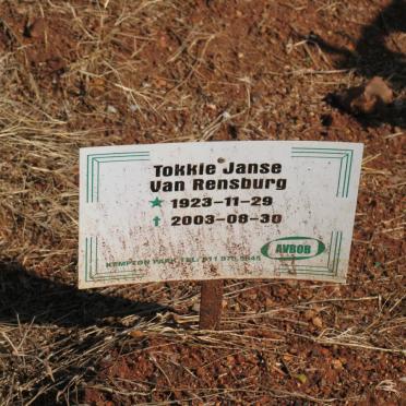 RENSBURG Tokkie, Janse van 1923-2003