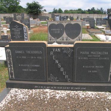 RENSBURG Daniel Theodorus, van 1906-1972 &amp; Maria Magdalena FOUCHE 1907-1977