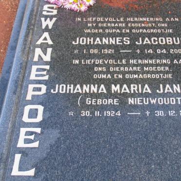 SWANEPOEL Johannes Jacobus 1921-2002 &amp; Johanna Maria Janetta NIEUWOUDT 1924-2005